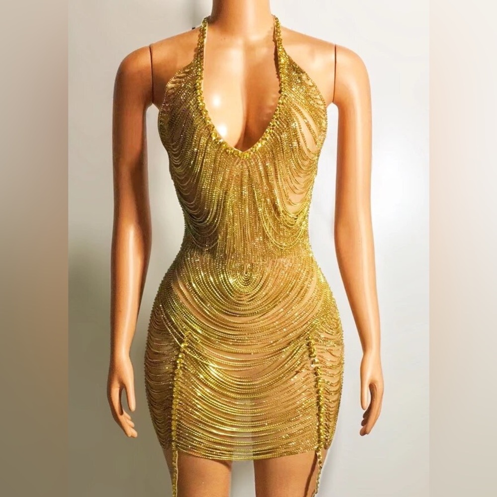 Gold Rhinestone Dress